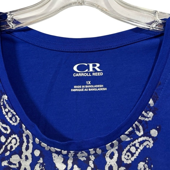 Vintage, Carroll Reid, Plus Size Blue Short Sleeve Top, Size 1X - Picture 4 of 8